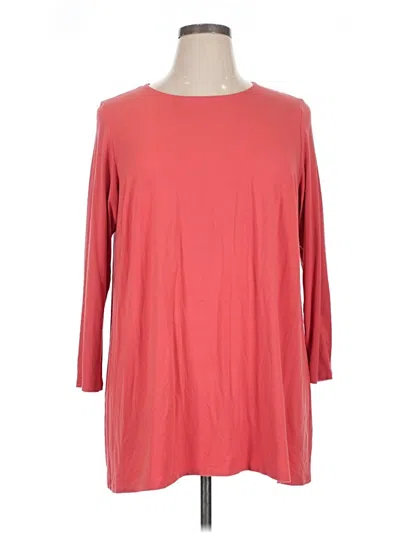 Pre-owned Eileen Fisher 3/4 Sleeve Top Red Boatneck Tops