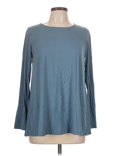 Pre-owned Eileen Fisher 3/4 Sleeve T-shirt In Blue
