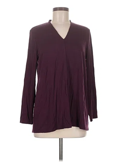 Pre-owned Eileen Fisher 3/4 Sleeve T-shirt In Burgundy