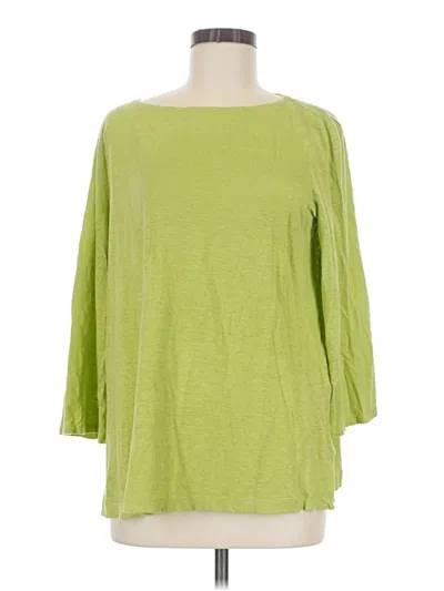 Pre-owned Eileen Fisher 3/4 Sleeve T-shirt In Green