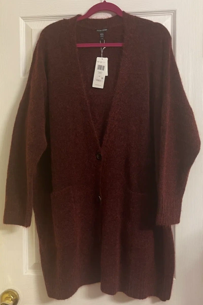 Pre-owned Eileen Fisher $398  Red Cedar Mohair/wool Cardigan Xs S M L Xl