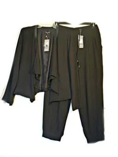 Pre-owned Eileen Fisher $536  Pant Suit Silk Georgete Crepe Black Jacket + Pants S M