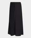 Eileen Fisher A-line Organic Linen Midi Skirt In Black