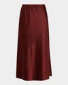 Eileen Fisher Bias Cut Stretch Silk Charmeuse Maxi Skirt In Redwood