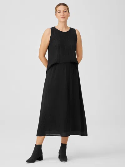 Eileen Fisher Accordion Silk Jacquard Skirt In Black