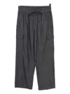 Eileen Fisher Drawstring Cotton Cargo Trousers In Black