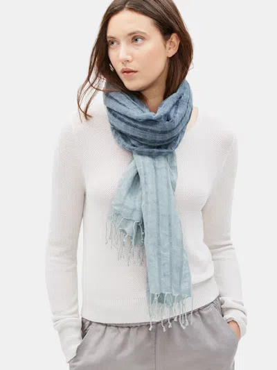 Eileen Fisher Airy Linen Cashmere Dip Dyed Scarf In Blue