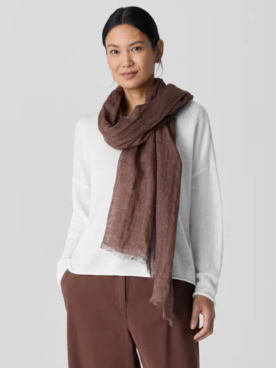 Eileen Fisher Airy Linen Delave Scarf In Brown