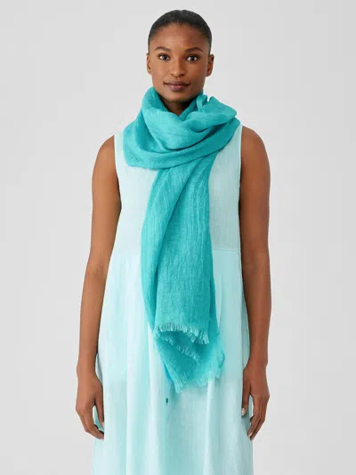 Eileen Fisher Airy Linen Gauze Scarf In Blue