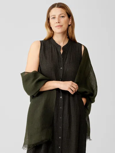 Eileen Fisher Airy Linen Gauze Scarf In Green
