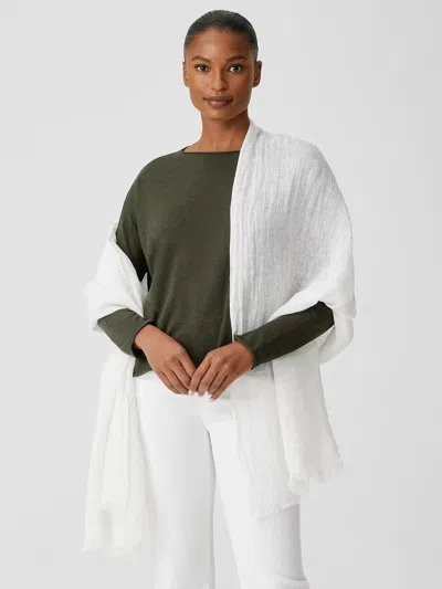 Eileen Fisher Airy Linen Gauze Scarf In White