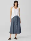 Eileen Fisher Airy Organic Cotton Twill A-line Skirt In White