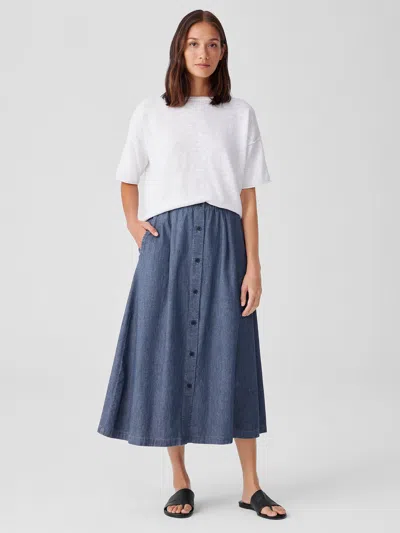 Eileen Fisher Airy Organic Cotton Twill A-line Skirt In Blue