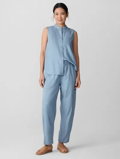 Eileen Fisher Airy Organic Cotton Twill Cargo Pant In Blue