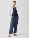 Eileen Fisher Airy Organic Cotton Twill Cargo Pant In Blue