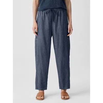 Eileen Fisher Airy Organic Cotton Twill Cargo Pant In Denim Indigo In Blue