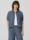 Eileen Fisher Airy Organic Cotton Twill Jacket In Blue