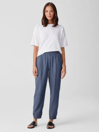 Eileen Fisher Airy Organic Cotton Twill Jogger Pant In Blue