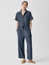 Eileen Fisher Airy Organic Cotton Twill Jumpsuit In Blue