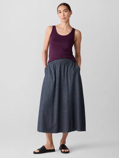 Eileen Fisher Airy Organic Cotton Twill Pocket Skirt In Blue