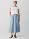 Eileen Fisher Airy Organic Cotton Twill Pocket Skirt In Blue