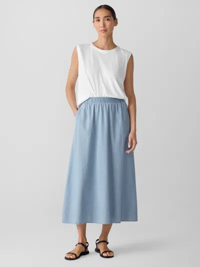 Eileen Fisher Airy Organic Cotton Twill Pocket Skirt In Blue