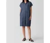 Eileen Fisher Airy Organic Cotton Twill Shirtdress In Denim In Multi