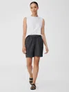 Eileen Fisher Airy Organic Cotton Twill Shorts In Black