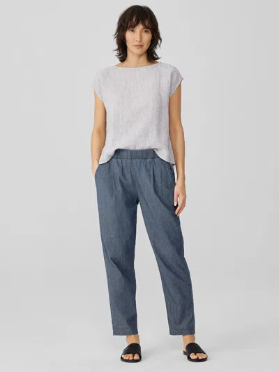 Eileen Fisher Airy Organic Cotton Twill Tapered Pant In Blue