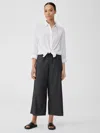 Eileen Fisher Airy Organic Cotton Twill Wide-leg Pant In Black