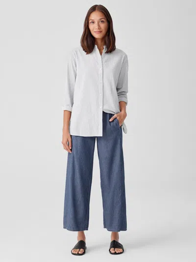 Eileen Fisher Airy Organic Cotton Twill Wide Trouser Pant In Blue