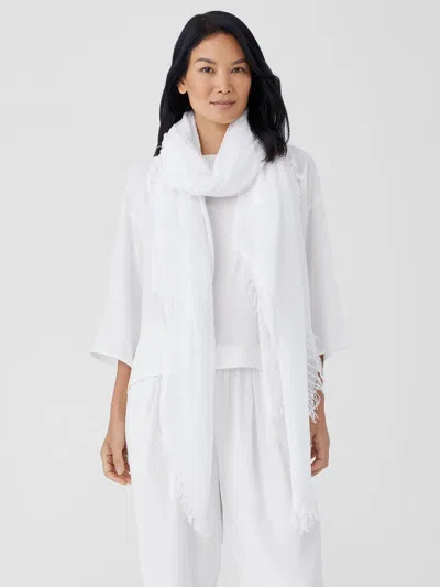Eileen Fisher Airy Textured Stripe Scarf In White