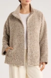 Eileen Fisher Alpaca & Wool Blend Faux Shearling Short Coat In Brown