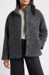 Eileen Fisher Alpaca & Wool Blend Faux Shearling Short Coat In Gray