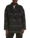 Eileen Fisher Shawl Collar Short Coat In Black