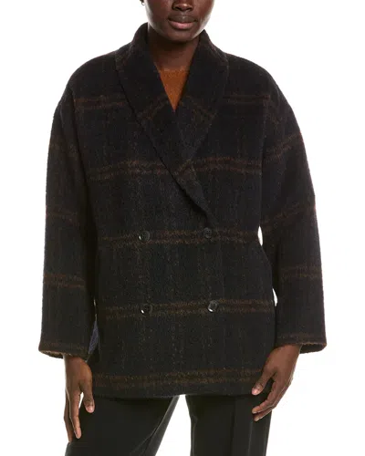 Eileen Fisher Alpaca & Wool-blend Shawl Collar Coat In Black