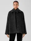 Eileen Fisher Alpaca Boucle Classic Collar Short Coat In Black