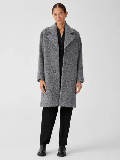 Eileen Fisher Alpaca Boucle Notch Collar Coat In Gray