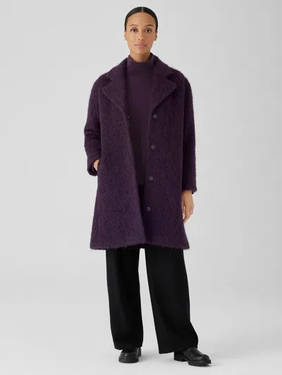 Eileen Fisher Alpaca Boucle Notch Collar Coat In Purple