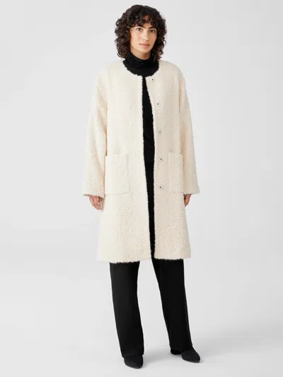 Eileen Fisher Alpaca Boucle Round Neck Coat In Gray