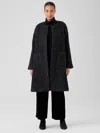 Eileen Fisher Alpaca Boucle Round Neck Coat In Black