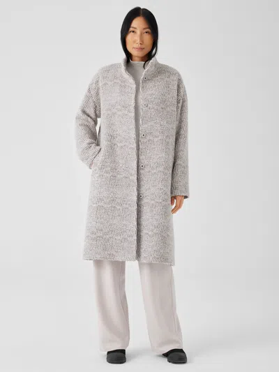 Eileen Fisher Alpaca Jacquard Stand Collar Coat In Gray