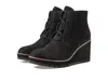 Eileen Fisher Alpine Boots Womens Us 9.5 Black Leather Wedge Heel Bootie Khd2668