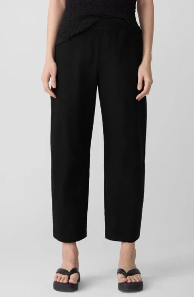 Eileen Fisher Ankle Barrel Leg Pants In Black