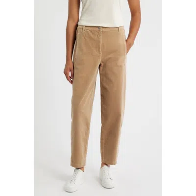 Eileen Fisher Ankle Lantern Corduroy Pants In Brown
