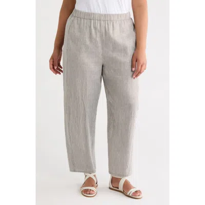 Eileen Fisher Ankle Length Lantern Linen Blend Pants In White