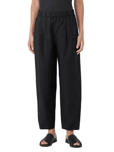 Eileen Fisher Pleated Organic Cotton Lantern Pants In Black