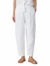 Eileen Fisher Linen Pleated Ankle Lantern Pants In White