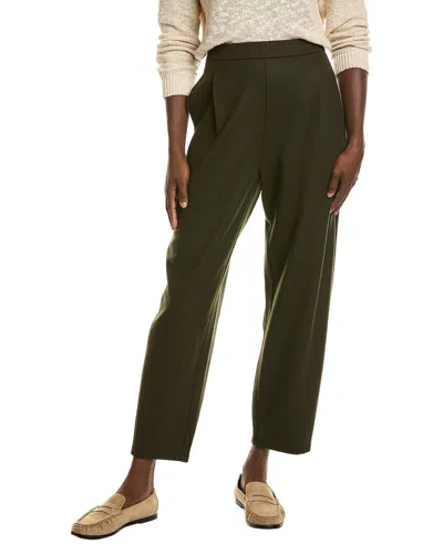 Eileen Fisher Ankle Pleated Wool Lantern Pant In Green