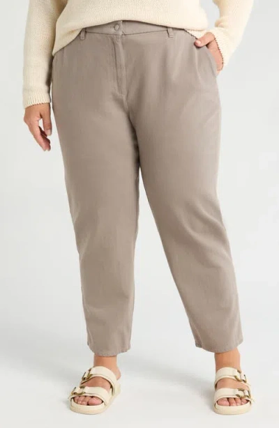 Eileen Fisher Ankle Taper Leg Organic Cotton Pants In Reed